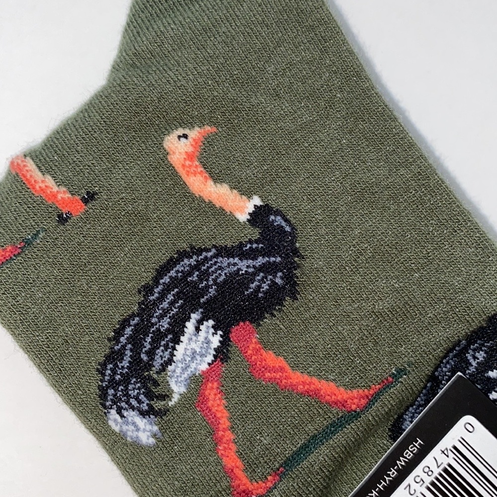 NWT HOT SOX - olive green with an ostrich pattern - Picture 4 of 4